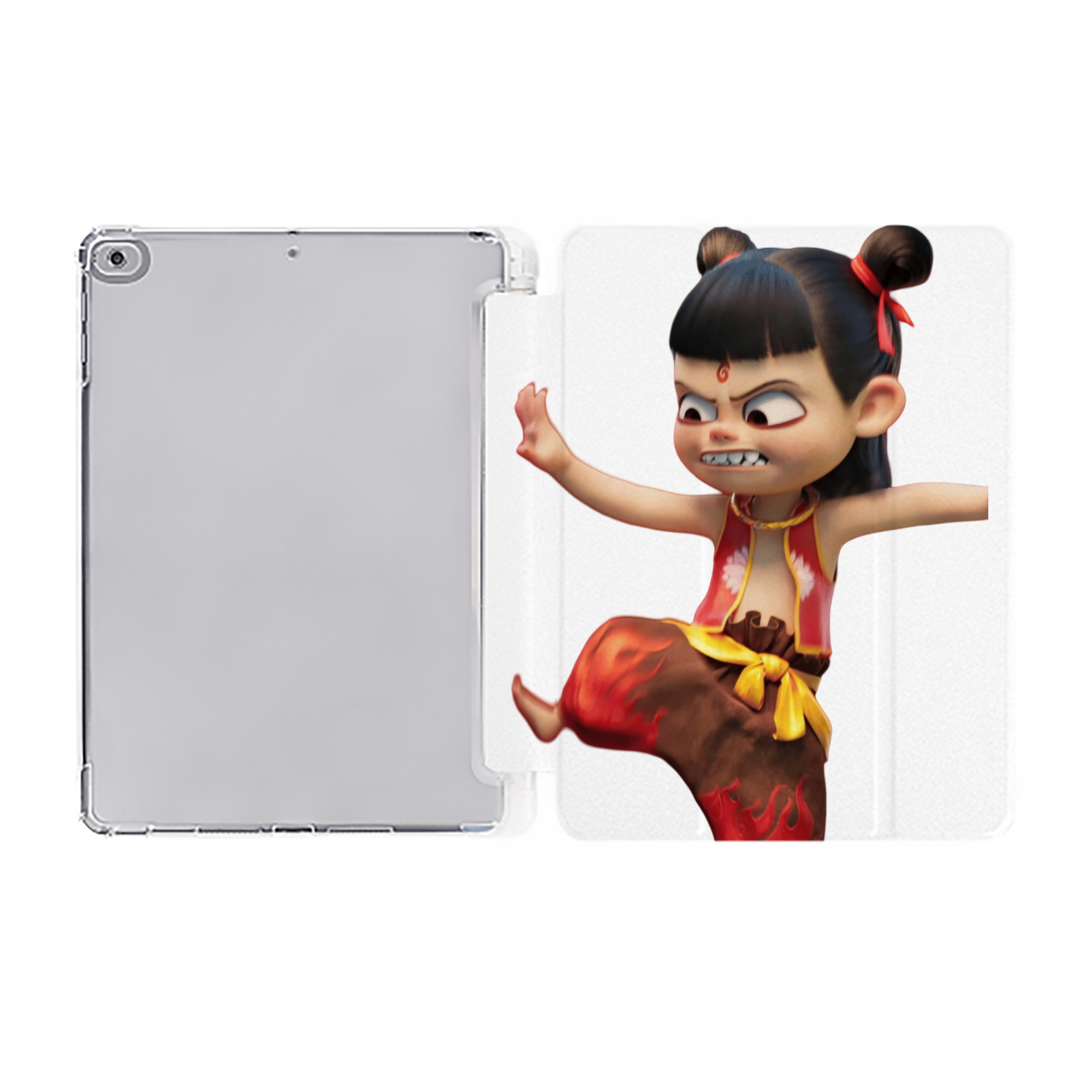 （画像用） Ne Zha 2 ナタ 魔童の大暴れ IPad ケース ペン収納付き 三つ折りスタンド PUレザー×シリコン 対応機種9.5/10.5/10.9インチ